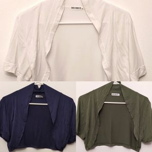 3 HUHOT Womens Cropped Open Front Bolero Shrug Short-Sleeve Cardigan